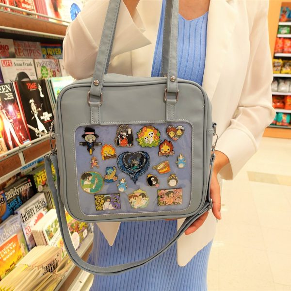 Ita Crossbody Bag with Clear Window for Pin Display — crossbody ita bag detail view