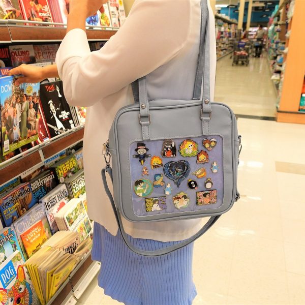 Ita Crossbody Bag with Clear Window for Pin Display — crossbody ita bag detail view