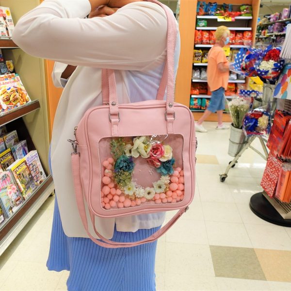 Ita Crossbody Bag with Clear Window for Pin Display — crossbody ita bag detail view