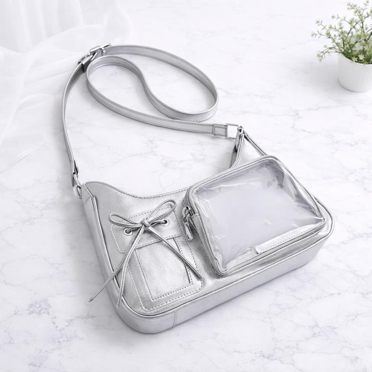 Ita Crossbody Bag with Clear Window for Plushies and Pins Ita Crossbody Bag with Clear Window for Plushies and Pins — crossbody ita bag detail view
