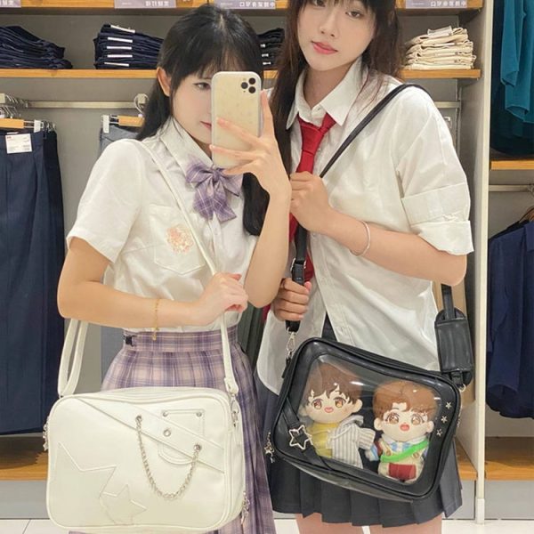 Ita Crossbody Bag with Clear Window for Plushies and Pins — crossbody ita bag detail view