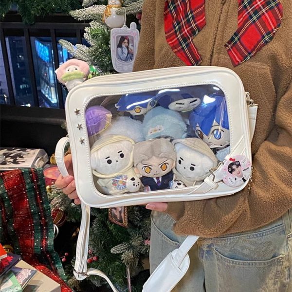 Ita Crossbody Bag with Clear Window for Plushies and Pins — crossbody ita bag detail view