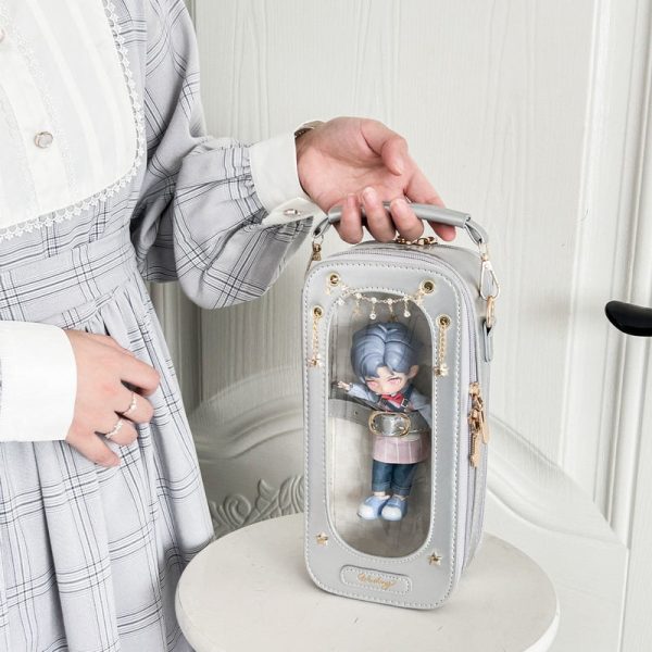 Ita Crossbody Bag with Clear Window for Plushies and Pins — crossbody ita bag detail view
