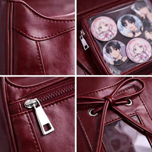 Ita Crossbody Bag with Clear Window for Plushies and Pins — crossbody ita bag detail view