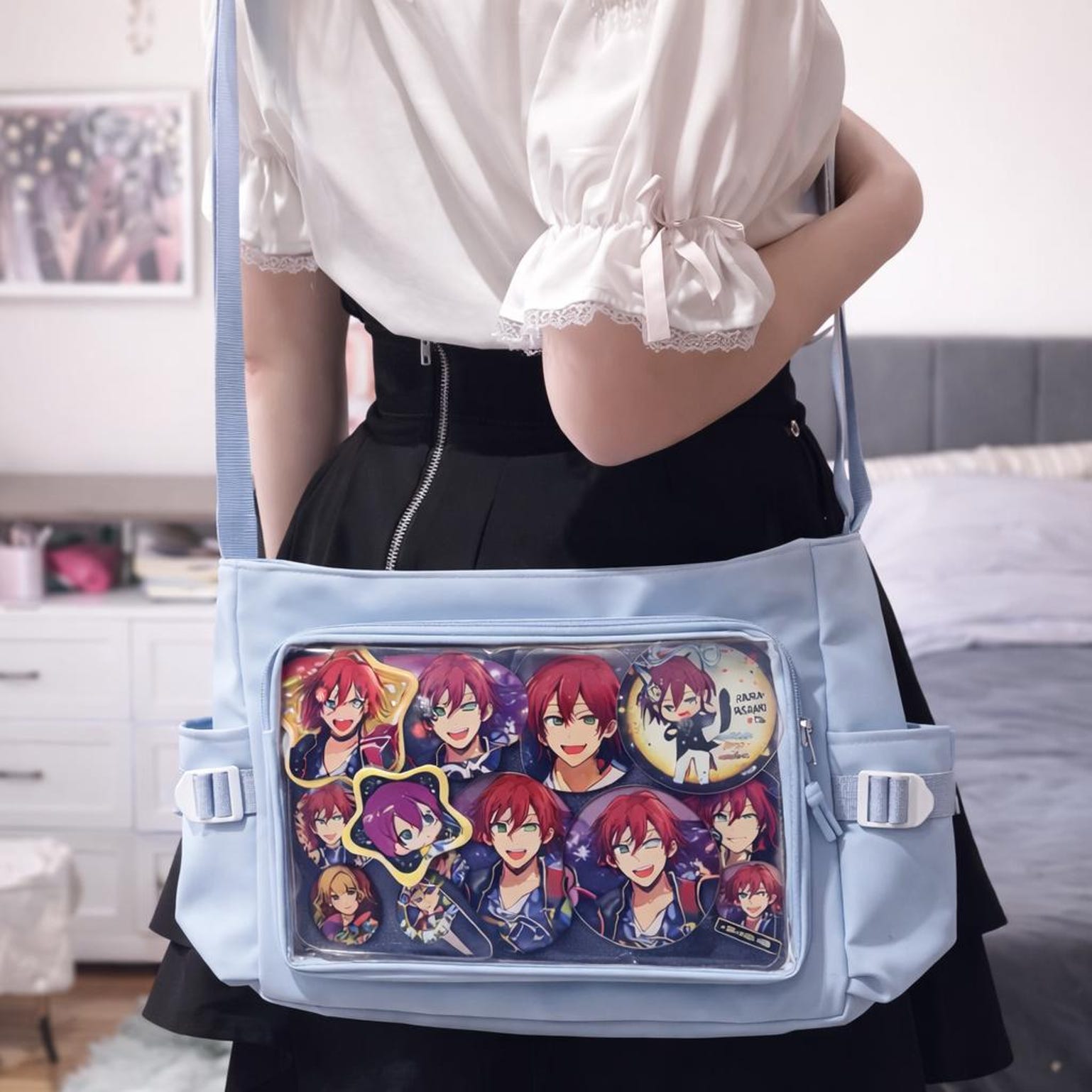 Ita Crossbody Bag with Clear Window for Plushies and Pins Ita Crossbody Bag with Clear Window for Plushies and Pins — crossbody ita bag detail view