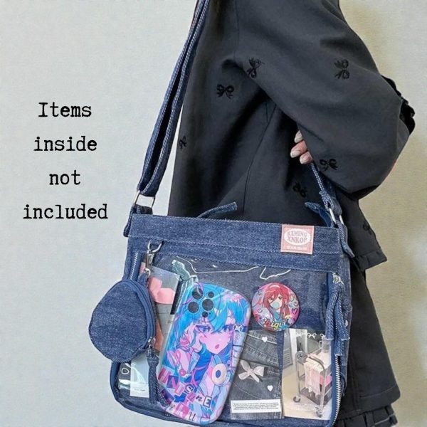 Ita Crossbody Bag with Clear Window for Plushies and Pins — crossbody ita bag detail view