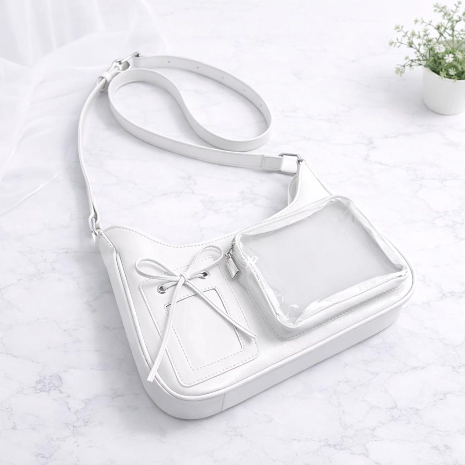 Ita Crossbody Bag with Clear Window for Plushies and Pins Ita Crossbody Bag with Clear Window for Plushies and Pins — crossbody ita bag detail view