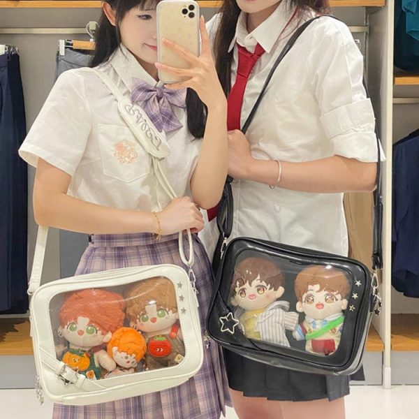 Ita Crossbody Bag with Clear Window for Plushies and Pins — crossbody ita bag detail view