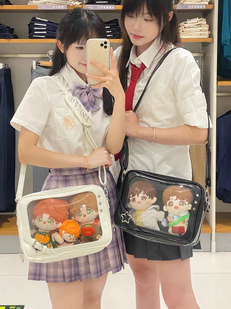 Ita Crossbody Bag with Clear Window for Plushies and Pins Ita Crossbody Bag with Clear Window for Plushies and Pins — crossbody ita bag detail view