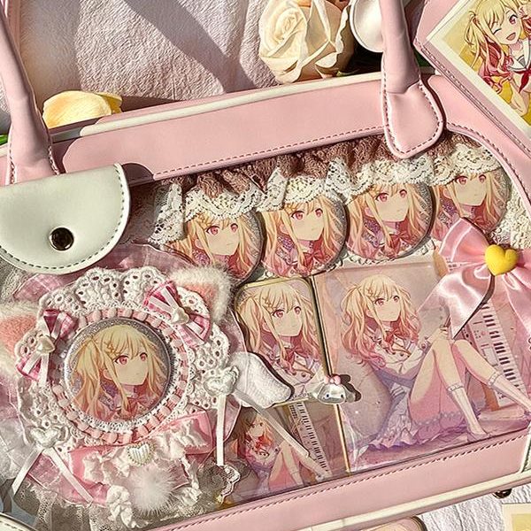 Ita Crossbody Bag with Clear Window for Plushies and Pins — crossbody ita bag detail view