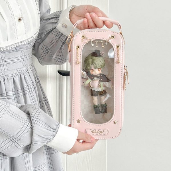 Ita Crossbody Bag with Clear Window for Plushies and Pins — crossbody ita bag detail view