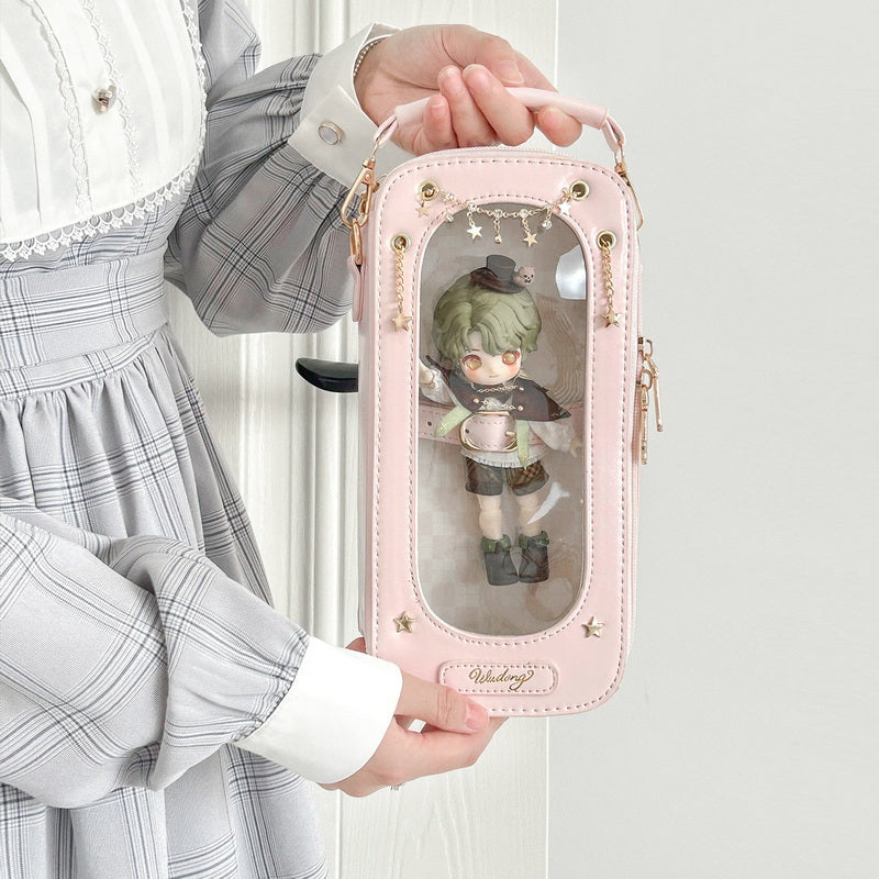 Ita Crossbody Bag with Clear Window for Plushies and Pins Ita Crossbody Bag with Clear Window for Plushies and Pins — crossbody ita bag detail view