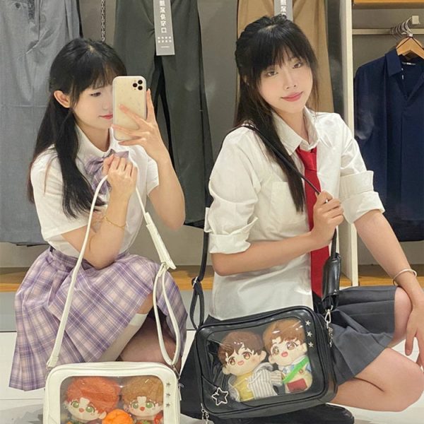 Ita Crossbody Bag with Clear Window for Plushies and Pins — crossbody ita bag detail view
