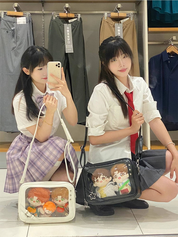 Ita Crossbody Bag with Clear Window for Plushies and Pins Ita Crossbody Bag with Clear Window for Plushies and Pins — crossbody ita bag detail view