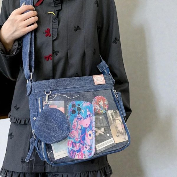 Ita Crossbody Bag with Clear Window for Plushies and Pins — crossbody ita bag detail view