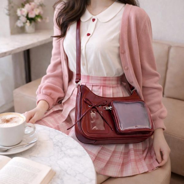 Ita Crossbody Bag with Clear Window for Plushies and Pins — crossbody ita bag detail view