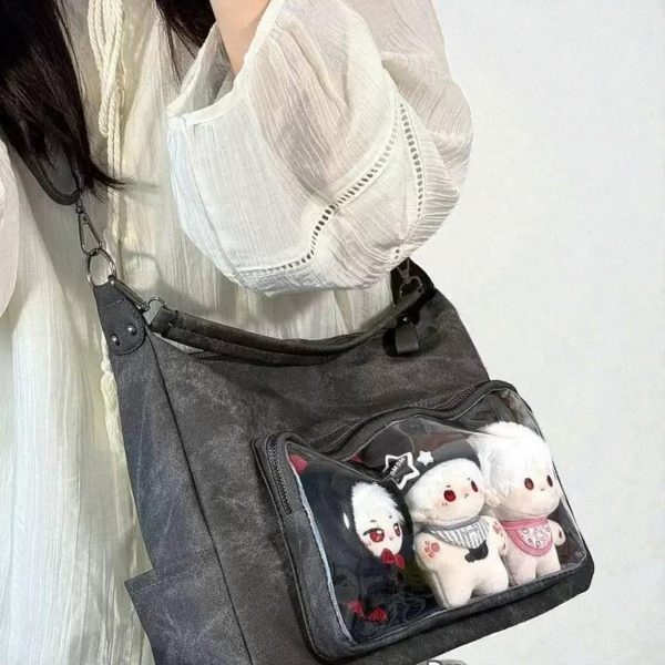 Ita Messenger Bag with Clear Window for Pin Display — ita bag detail view