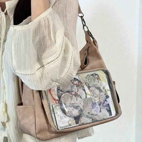 Ita Messenger Bag with Clear Window for Pin Display — ita bag detail view