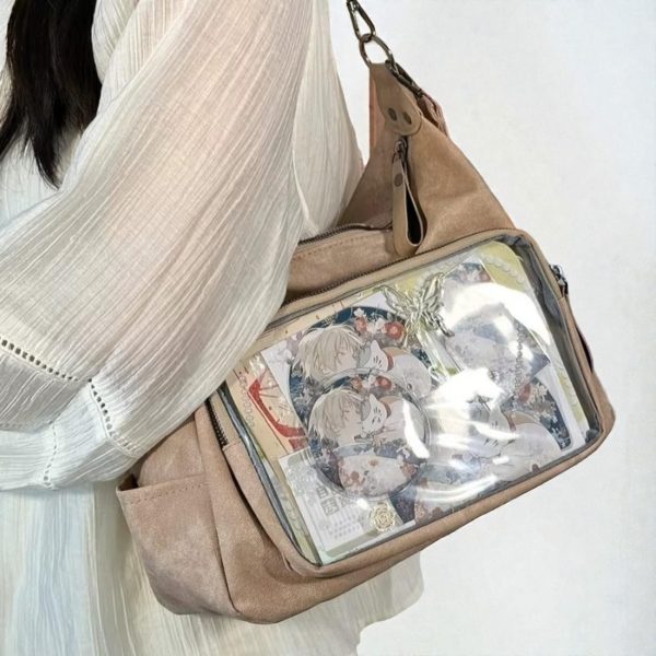 Ita Messenger Bag with Clear Window for Pin Display — ita bag detail view