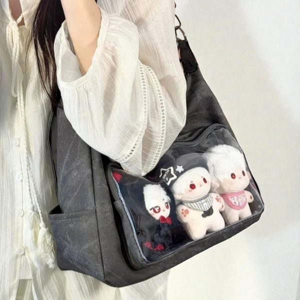 Ita Messenger Bag with Clear Window for Pin Display — ita bag detail view