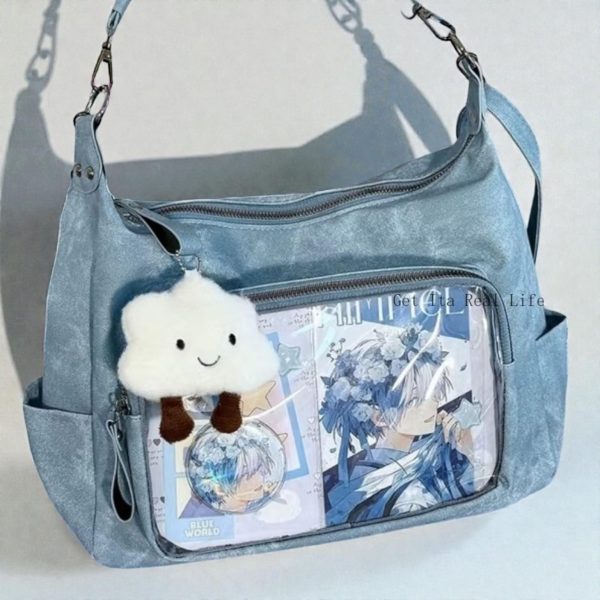 Ita Messenger Bag with Clear Window for Pin Display — ita bag detail view