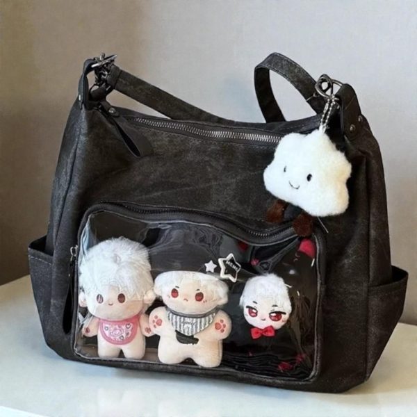 Ita Messenger Bag with Clear Window for Pin Display — ita bag detail view