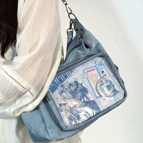Ita Messenger Bag with Clear Window for Pin Display — ita bag detail view