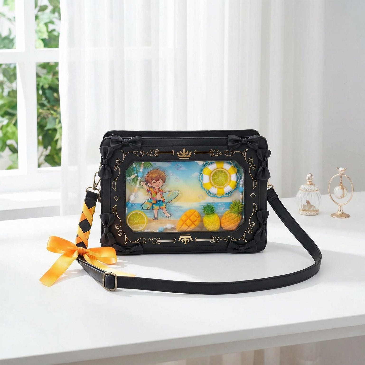 Ita Shoulder Bag with Clear Window for Photocards and Pins Ita Shoulder Bag with Clear Window for Photocards and Pins — crossbody ita bag detail view