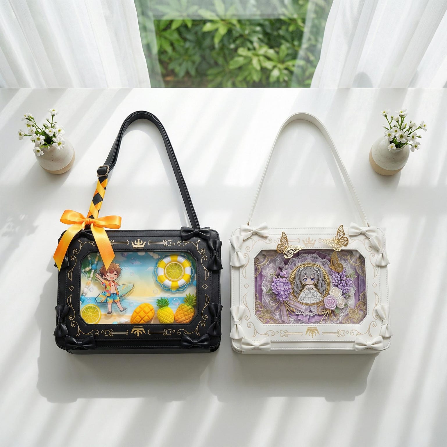 Ita Shoulder Bag with Clear Window for Photocards and Pins Ita Shoulder Bag with Clear Window for Photocards and Pins — crossbody ita bag detail view