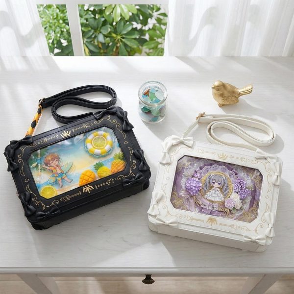 Ita Shoulder Bag with Clear Window for Photocards and Pins — crossbody ita bag detail view