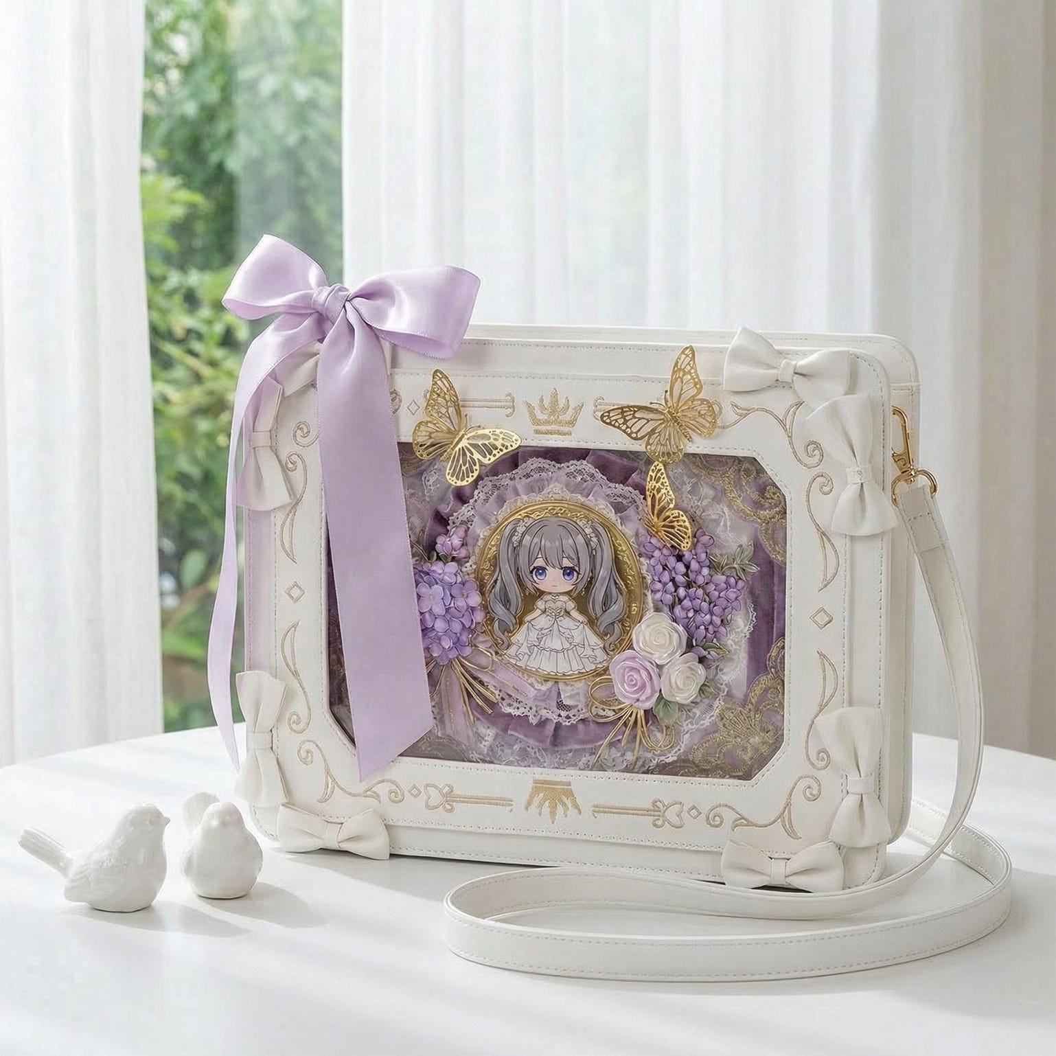 Ita Shoulder Bag with Clear Window for Photocards and Pins Ita Shoulder Bag with Clear Window for Photocards and Pins — crossbody ita bag detail view