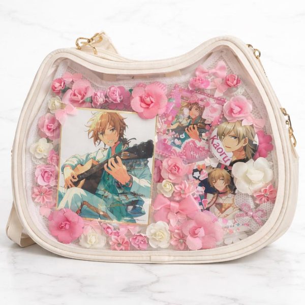 Ita Shoulder Bag with Clear Window for Pin Display — crossbody ita bag detail view