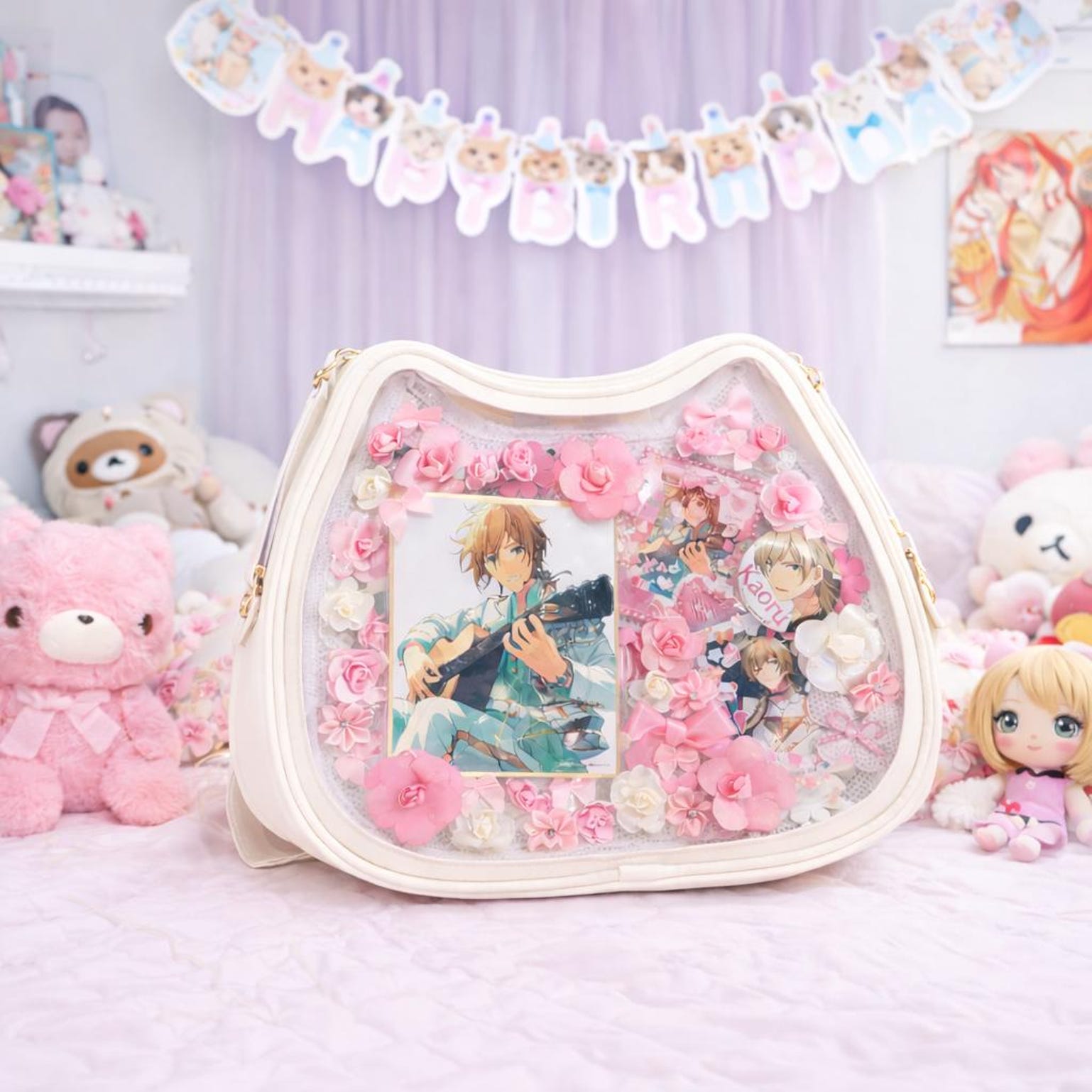 Ita Shoulder Bag with Clear Window for Pin Display Ita Shoulder Bag with Clear Window for Pin Display — crossbody ita bag detail view