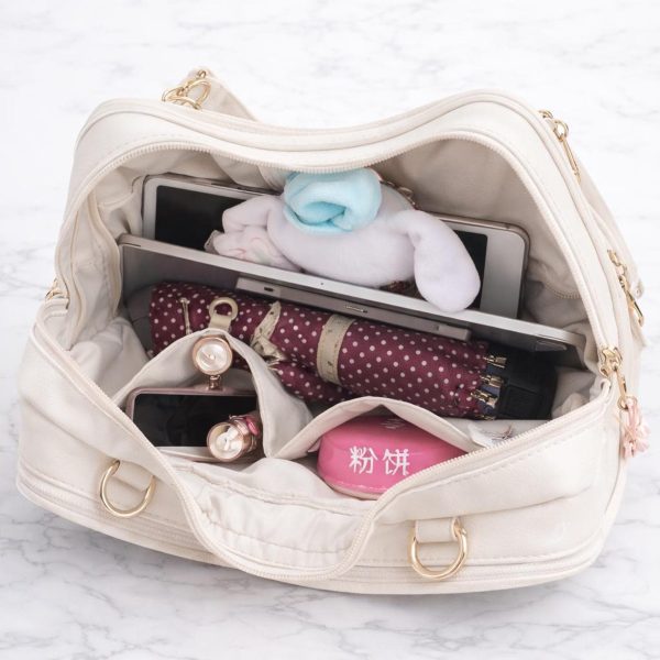 Ita Shoulder Bag with Clear Window for Pin Display — crossbody ita bag detail view