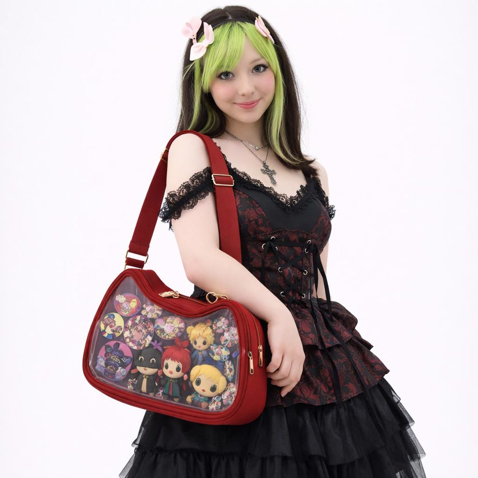 Ita Shoulder Bag with Clear Window for Pin Display Ita Shoulder Bag with Clear Window for Pin Display — crossbody ita bag with clear display window