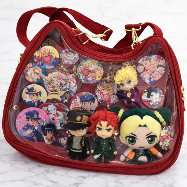 Ita Shoulder Bag with Clear Window for Pin Display — crossbody ita bag detail view