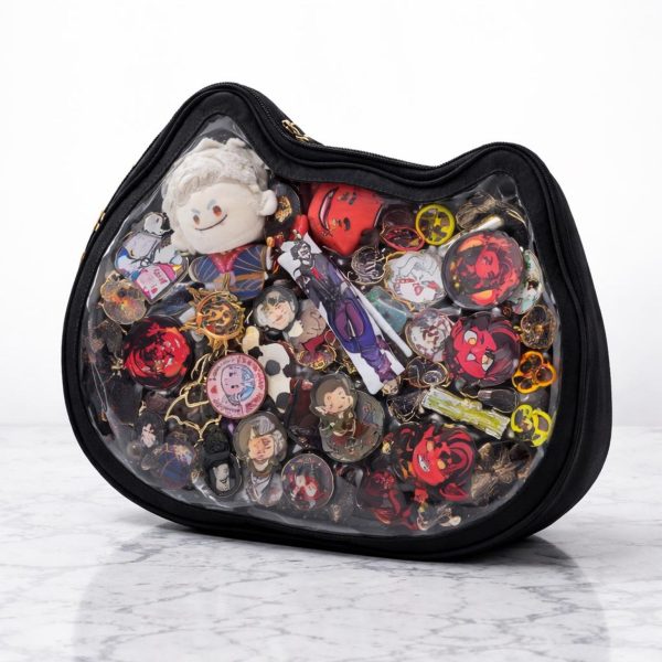 Ita Shoulder Bag with Clear Window for Pin Display — crossbody ita bag detail view