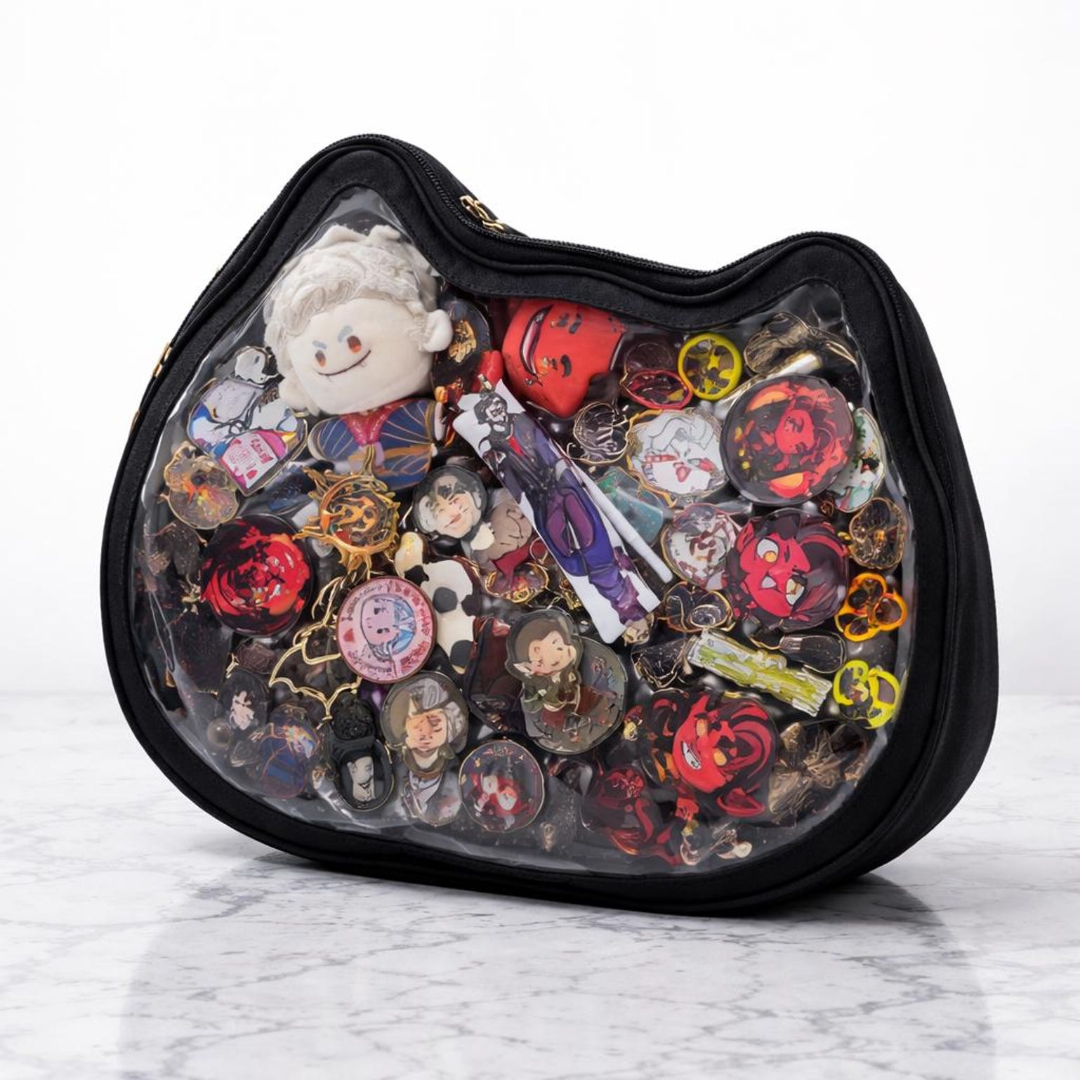 Ita Shoulder Bag with Clear Window for Pin Display Ita Shoulder Bag with Clear Window for Pin Display — crossbody ita bag detail view