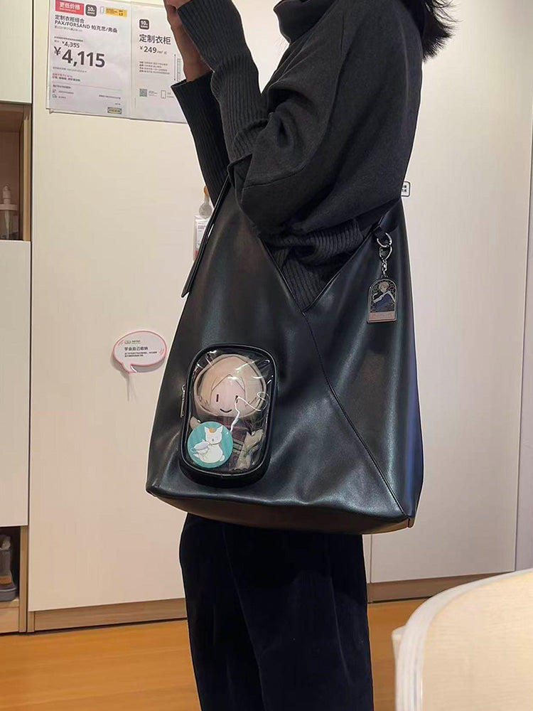 Ita Shoulder Bag with Clear Window for Plushies and Pins Ita Shoulder Bag with Clear Window for Plushies and Pins — crossbody ita bag detail view