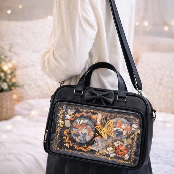 Ita Shoulder Bag with Clear Window for Plushies and Pins — crossbody ita bag detail view