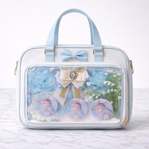 Ita Shoulder Bag with Clear Window for Plushies and Pins — crossbody ita bag detail view