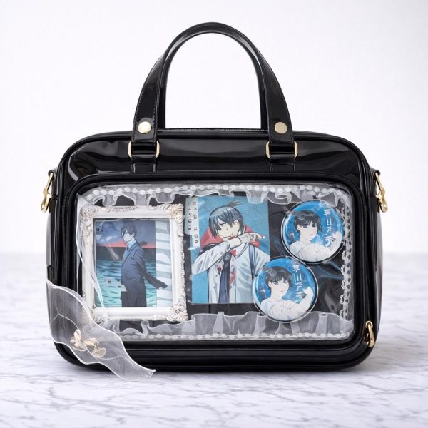 Ita Shoulder Bag with Clear Window for Plushies and Pins — crossbody ita bag detail view