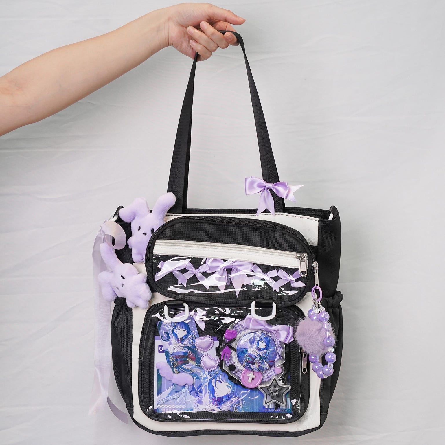 Ita Shoulder Bag with Clear Window for Plushies and Pins Ita Shoulder Bag with Clear Window for Plushies and Pins — crossbody ita bag detail view