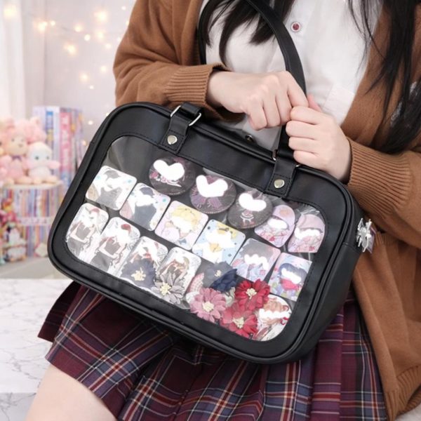 Ita Shoulder Bag with Clear Window for Plushies and Pins — crossbody ita bag detail view