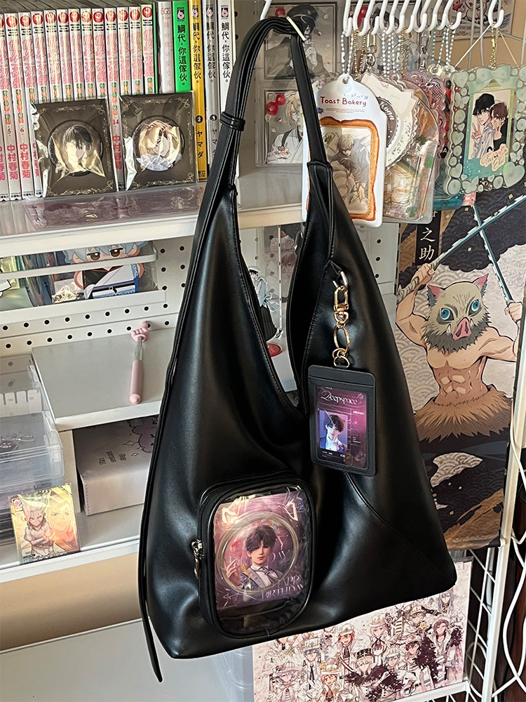 Ita Shoulder Bag with Clear Window for Plushies and Pins Ita Shoulder Bag with Clear Window for Plushies and Pins — crossbody ita bag detail view