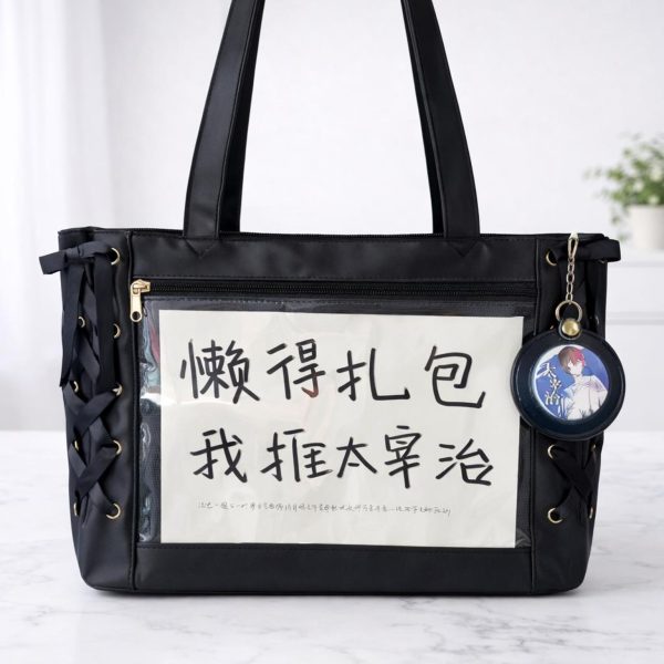 Ita Shoulder Bag with Clear Window for Plushies and Pins — crossbody ita bag detail view