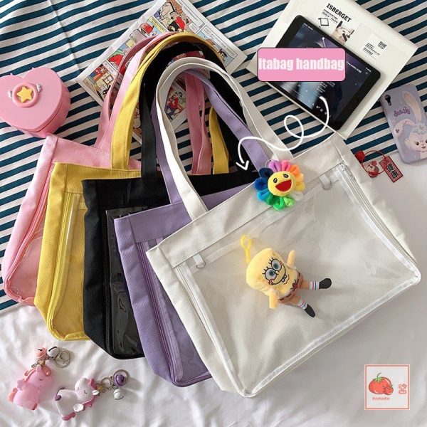 Ita Tote Bag with Clear Window — ita tote bag detail view