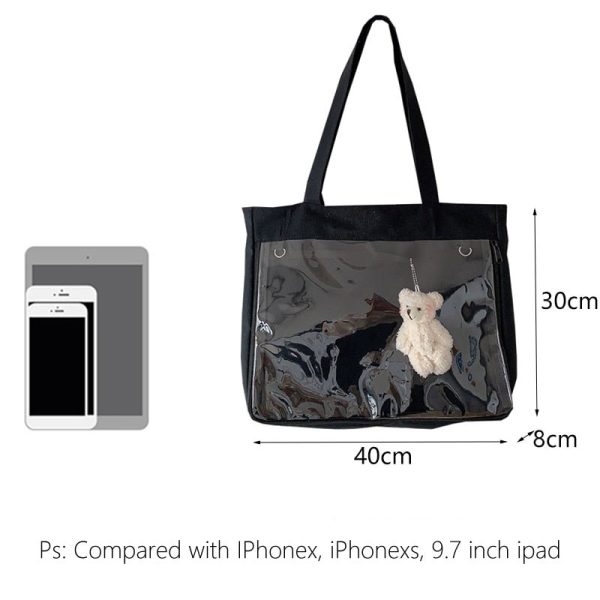 Ita Tote Bag with Clear Window — ita tote bag detail view