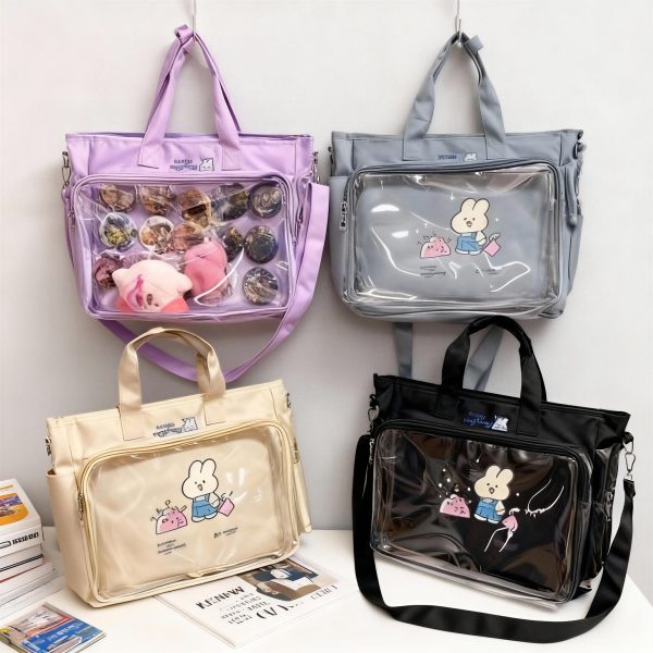 Ita Tote Bag with Clear Window for Photocards and Pins — ita tote bag detail view