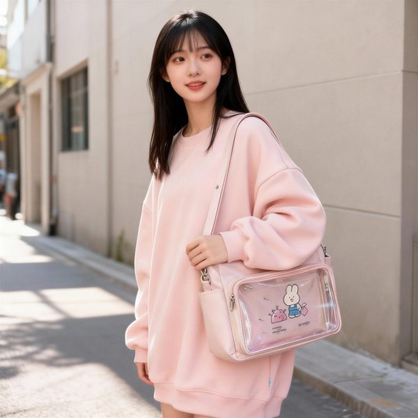 Ita Tote Bag with Clear Window for Photocards and Pins — ita tote bag with clear display window